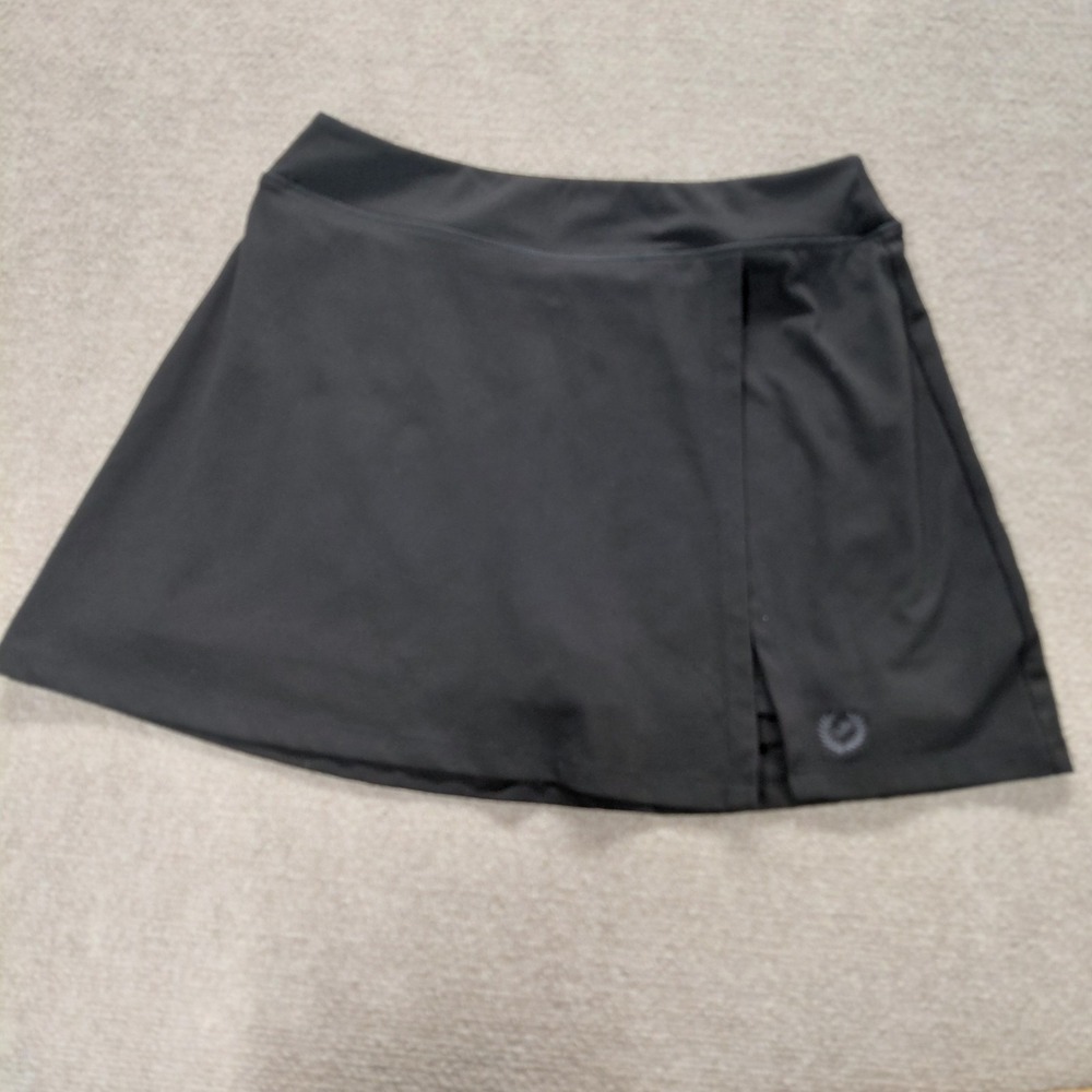 Victoria's Secret PINK Athletic Skort Black Sz LARGE Mini Skirt Tennis Golf Slit
